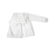 Blusa Ninfa off white,  de gasa de algodón con recorte redondo y volado estampado