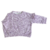Sweater Grulla lila,  de lanilla estampada con volado en sisa