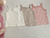 Variantes de la Remera Gorgonia, tipo musculosa con tul plumeti en el delantero: off white, beige y rosa