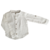 Camisa Uria bebé off white, de gasa de algodón con cuello mao y tirilla en manga para arremangar
