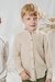 Nene con camisa Uria beige, de gasa de algodón con cuello mao