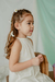Nena con vestido Begonia, estilo halter de algodon con pechera bordada 