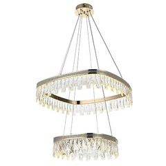 PENDENTE LED CRISTAL STENNA 40/60CM 47W 3000K OURO BRILHO NORDECOR 2896