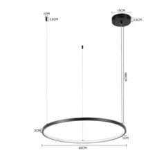 PENDENTE REDONDO LED DAIRE Ø65CM 28W 3000K PRETO NORDECOR 2220 - loja online