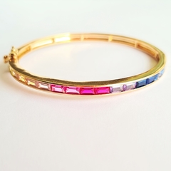 Bracelete Zircônias Baguetes - Rainbow