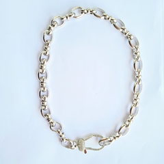 Choker Corrente Elos - Fecho Cravejado - loja online