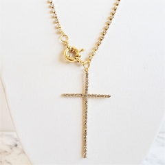 Colar Strass - Pingente Crucifixo