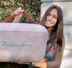 Conservadora retro Polarbox Rosa - con asa Celeste 20 lts - - comprar online