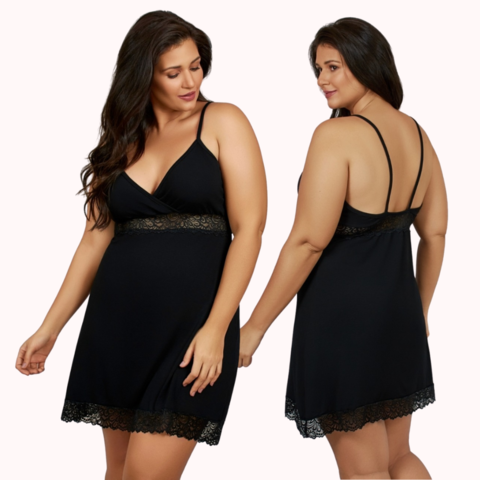 Camisola Plus Size sem Bojo com Renda