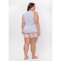 Pijama Plus Size Regata Curto com Estampa Azul. - comprar online