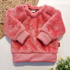 BUZO JERSEY CON PIEL rosa chicle (Talle 3-6 meses)
