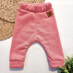 JOGGERS JERSEY CON PIEL rosa chicle (Talle 3-6 meses)