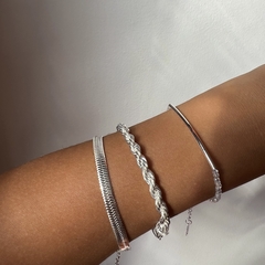 PULSERA CINTA CHATA 5MM DE ACERO BLANCO - comprar online