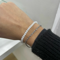 PULSERA ELASTIZADA BLANCO DE ACERO QUIRURGICO - comprar online