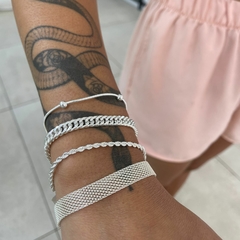 PULSERA MESH PLANA M DE ACERO BLANCO - comprar online