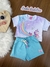 Conjunto Infantil Blusa Mangas curta Short Azul- CINTI 12111