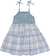 Vestido Infantil de Alças Jeans com Xadrez Azul MARGARIDAS - Momi na internet