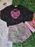 Conjunto Infantil Menina com Shorts/Saia JEANS COM XADREZ - Momi