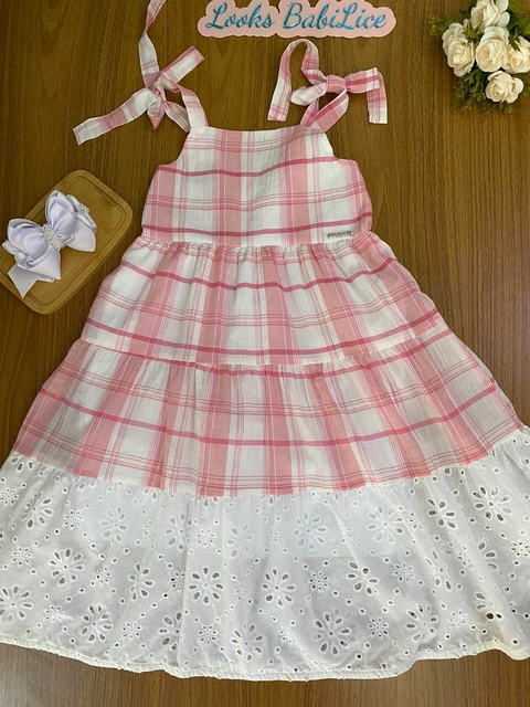 Vestido Momi em Jacquard Xadrez - Pilili Moda Infantil