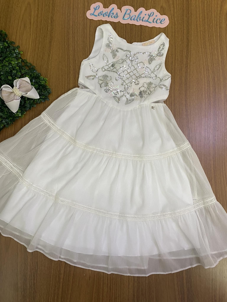 Vestido de Festa Infantil BRANCO com Tule e Abertura na Cintura - Petit  Cherie