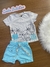 Conjunto para Bebê Menino com Shorts Azul SAFARI - Lucboo