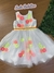 Vestido de Festa Infantil BRANCO com Tule e Flores NEON - Petit Cherie
