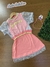 Vestido Infantil Malha Canelada Rosa com Sobreposição em Tela SUMMER - Kukie