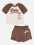 Conjunto Curto Infantil Menina com Shorts/Saia Marrom COLLEGE - Momi - comprar online