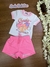 Conjunto de Blusa em Meia Malha e Shorts em Moletom S/ Pelúcia Neon - Kukie