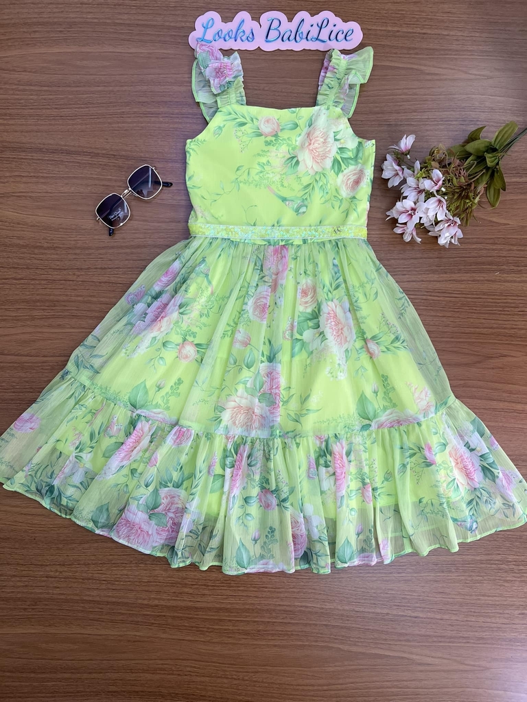 Vestido infantil floral com alças para bebês, roupas de princesa, vestido e  saia para meninas, vestido kawaii