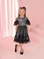 Vestido Infantil Xadrez/Flores e Tule Preto com Brilho - Petit Cherie - comprar online