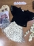 Conjunto Infantil Blusa e Short-Saia Tule Bordado -Momi