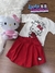 Conjunto Infantil Blusa com Estampa e Saia-Short Colegial- HELLO KITTY - H6581 Momi