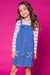 Salopete Jeans Infantil com Blusa de Listras CANDY - Kukie - loja online