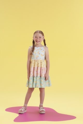 Vestido Infantil de Alças BANANAS E CORES - Petit Cherie