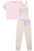 Jardineira Longa Infantil Menina com Pochete e Blusa Mangas Curtas GOOD VIBES - Kukie - Looks Babilice