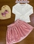 Conjunto Infantil Blusa Mangas Longas e Saia Veludo- Short Interno - Momi H5368