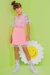 Vestido Infantil Malha Canelada Rosa com Sobreposição em Tela SUMMER - Kukie - Looks Babilice