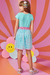 Vestido Infantil Canelado AZUL com Saia em Tela SMILE - Kukie - loja online