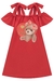 Vestido Infantil VERMELHO Mangas Curtas URSINHA DE LAÇO - Kukie - comprar online