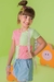 Blusa Infantil de Mangas Curtas Bicolor com Recortes ROSA E AMARELO com FRUFRU - Kukie na internet