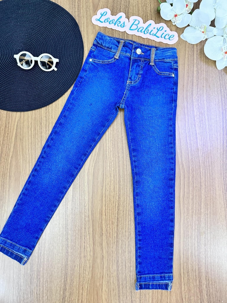 Calça Jeans Reta Infantil Menina Estampada - Tam. 4 à 8 Anos - lojasbesni