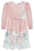 Vestido Infantil Rosa Longuete Estampas de Neve - Kukie - loja online