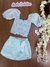 Conjunto Curto Infantil Menina com Shorts Saia XADREZ VERDE - Kukie