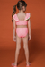 Biquíni em Malha Textura com Proteção Uv 50+ Rosa Neon - Kukie - Looks Babilice