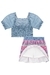 Conjunto Infantil Curto Menina com Cropped e Saia TRICÔ 3D - Kukie na internet