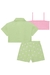 Trijunto Curto Infantil Menina com Top e Camisa Boxy VERDE - Kukie na internet