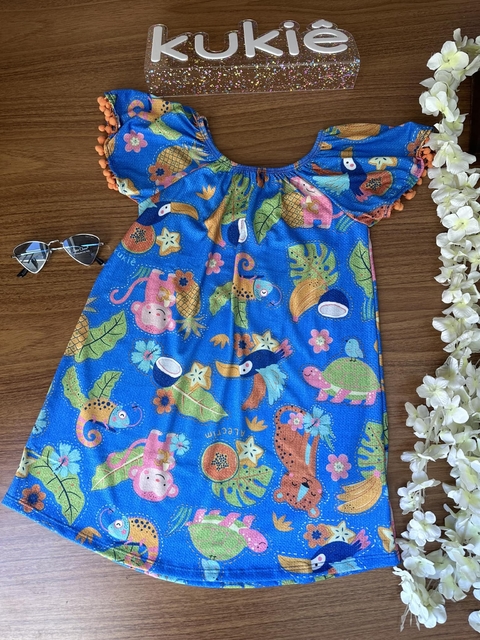 CONJUNTO MANGA CURTA FANTASIA MOANA TOP SAIA E FAIXA MENINA KUKIE