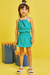 Conjunto Infantil AZUL Menina com Cropped e Shorts/Saia - Kukie - Looks Babilice