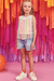 Conjunto Infantil Menina com Shorts Jeans TULE DE CORES - Infanti - Looks Babilice